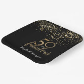 Black Gold Confetti 50 and fabulous 50th birthday ペーパープレート (傾斜あり)