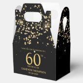 Black Gold Confetti 60th birthday Elegant custom フェイバーボックス (オープン)