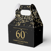Black Gold Confetti 60th birthday Elegant custom フェイバーボックス (正面サイド)