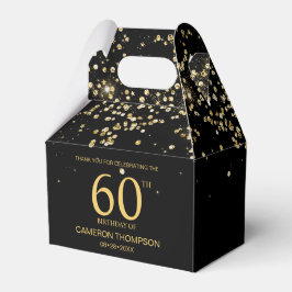 Black Gold Confetti 60th birthday Elegant custom フェイバーボックス
