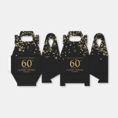 Black Gold Confetti  Elegant custom 60th birthday フェイバーボックス (折り畳みなし)
