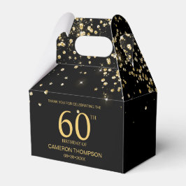 Black Gold Confetti  Elegant custom 60th birthday フェイバーボックス