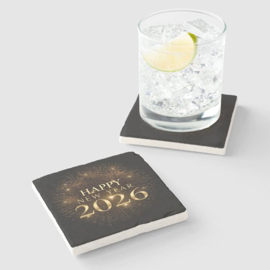 Black gold confetti new year coaster set ストーンコースター (横)
