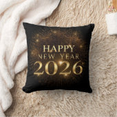 black gold confetti new year pillow 2026 クッション (ブランケット)