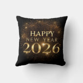 black gold confetti new year pillow 2026 クッション (裏面)