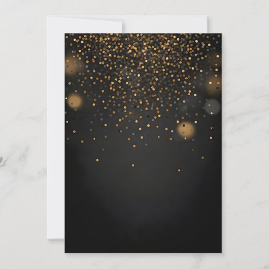 Black & Gold Confetti New Year's Eve Party 招待状 (裏面)