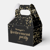 Black Gold confetti Retirement party Custom フェイバーボックス (正面サイド)