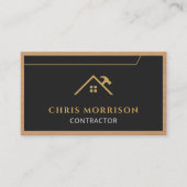 Black Gold Contractor Construction Wood QR Code 名刺 (正面)