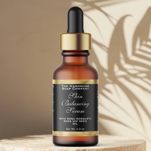 Black & Gold Cosmetics Small Dropper Bottle Label  ラベル