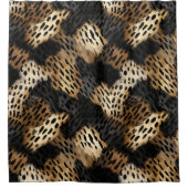 Black Gold Cream Leopard Animal Print   シャワーカーテン (正面)