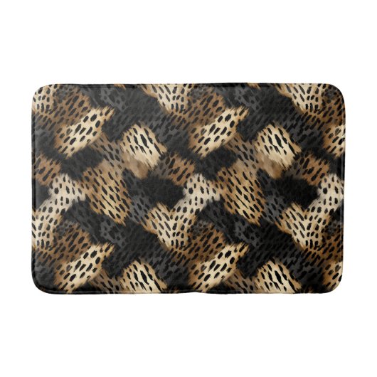Black Gold Cream Leopard Animal Print   バスマット (正面)