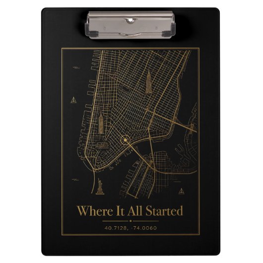 Black Gold Custom City Map Clipboard クリップボード (正面)