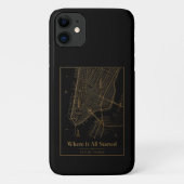 Black Gold Custom City Map iPhone Case Case-Mate iPhoneケース (裏面)