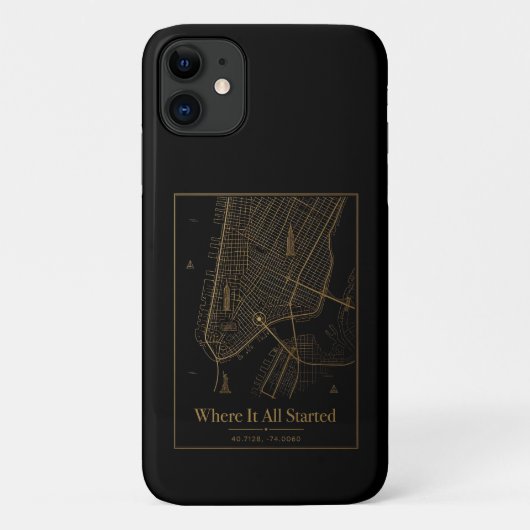 Black Gold Custom City Map iPhone Case Case-Mate iPhoneケース (裏面)