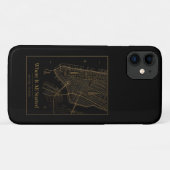 Black Gold Custom City Map iPhone Case Case-Mate iPhoneケース (裏面(横))