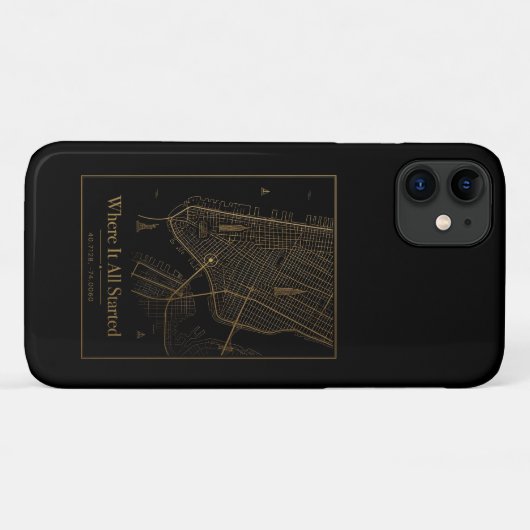 Black Gold Custom City Map iPhone Case Case-Mate iPhoneケース (裏面(横))