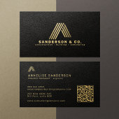 Black gold custom logo QR building construction 名刺