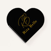 Black Gold Custom Name Elegant ノートブック (正面)