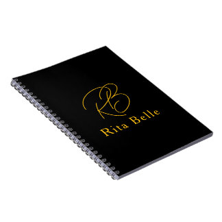 Black Gold Custom Name Elegant Spiral Notebook ノートブック