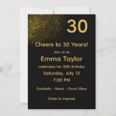 Black & Gold Customizable Birthday Invitation 招待状 (正面)