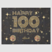 Black Gold Dancing Disco Ball 100th Happy Birthday 薄葉紙 (正面)