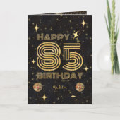 Black Gold Dancing Disco Ball 85th Happy Birthday カード (正面)