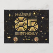 Black Gold Dancing Disco Ball 85th Happy Birthday ポストカード (正面)