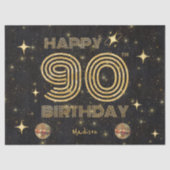 Black Gold Dancing Disco Ball 90tht Happy Birthday 薄葉紙 (正面)