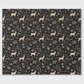 Black & Gold Deer Wrapping Paper | Elegant Holiday ラッピングペーパー (フラット)
