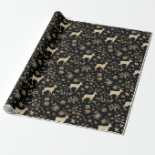 Black & Gold Deer Wrapping Paper | Elegant Holiday ラッピングペーパー (アンロールド)