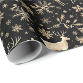 Black & Gold Deer Wrapping Paper | Elegant Holiday ラッピングペーパー (ロールコーナー)