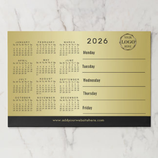 Black & gold design, Logo or Photo, calendar ペーパーパッド