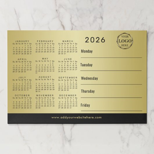 Black & gold design, Logo or Photo, calendar ペーパーパッド (正面)