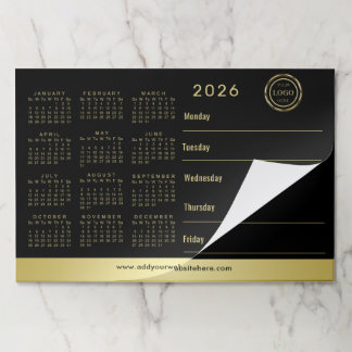 Black & gold design, Logo or Photo, calendar ペーパーパッド
