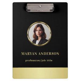 Black & gold design, Logo or Photo in gold circle, クリップボード