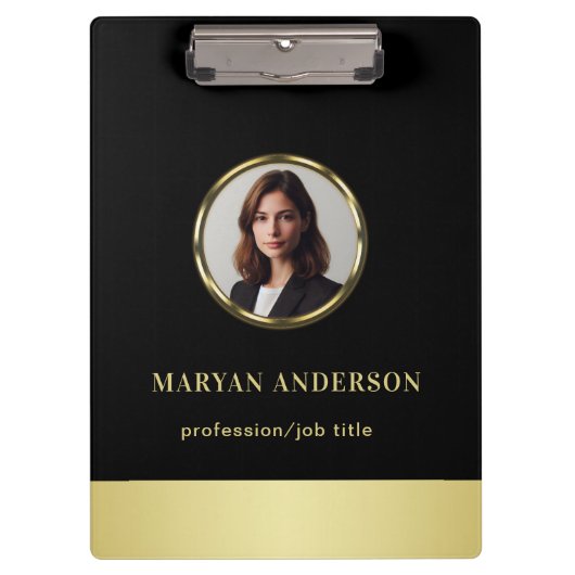Black & gold design, Logo or Photo in gold circle, クリップボード (正面)