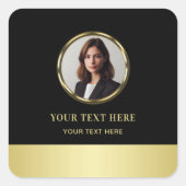 Black & gold design, Logo or Photo in gold circle, スクエアシール (正面)