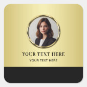 Black & gold design, Logo or Photo in gold circle, スクエアシール (正面)