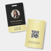 Black & gold design, Logo or Photo in gold circle, バッジ (正面＆裏面)