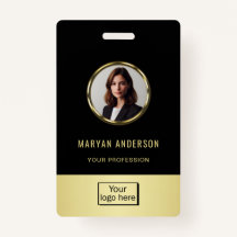 Black & gold design, Logo or Photo in gold circle,