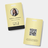 Black & gold design, Logo or Photo in gold circle, バッジ (正面＆裏面)