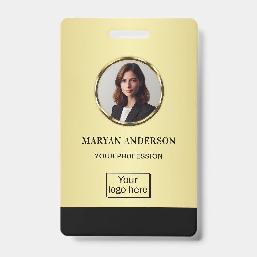 Black & gold design, Logo or Photo in gold circle, バッジ (正面)