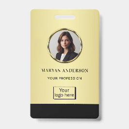 Black & gold design, Logo or Photo in gold circle, バッジ