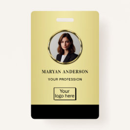 Black & gold design, Logo or Photo in gold circle, バッジ