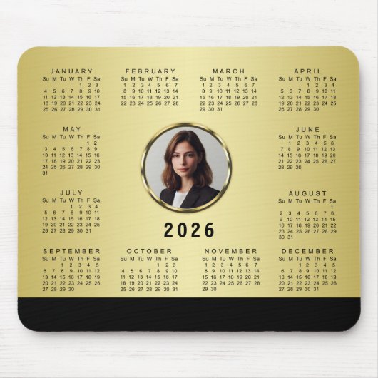 Black & gold design, Logo or Photo in gold circle, マウスパッド (正面)