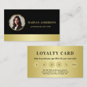 Black & gold design, Logo or Photo in gold circle, ロイヤリティカード (正面/裏面)