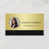 Black & gold design, Logo or Photo in gold circle, 予約カード (正面)