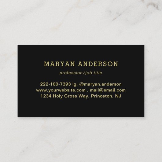 Black & gold design, Logo or Photo in gold circle, 名刺 (裏面)