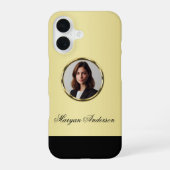 Black & gold design, Logo or Photo in gold circle, iPhone 16ケース (裏面)