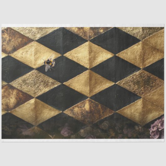 Black & Gold Diamond Checkers Pattern  薄葉紙 (正面)